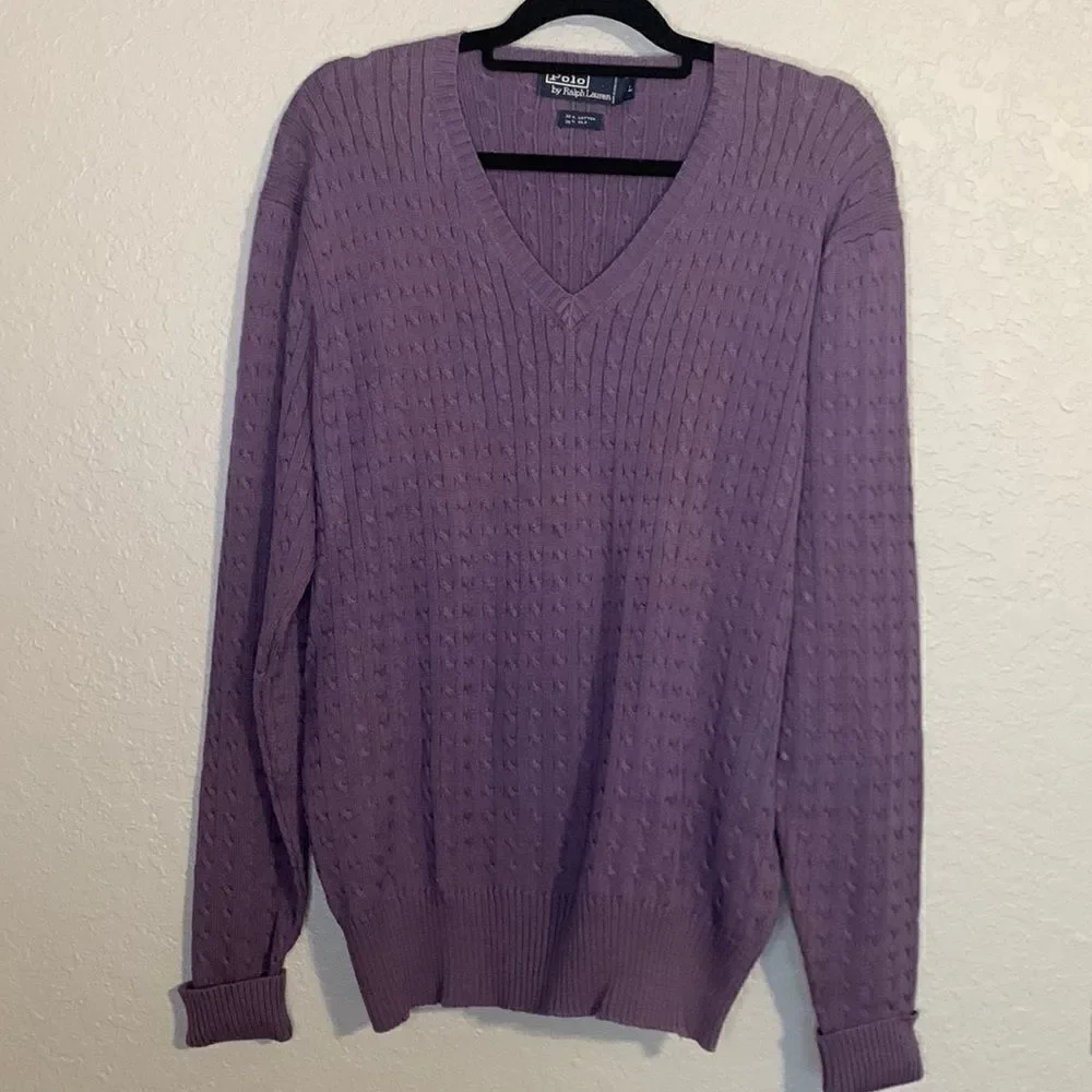 Polo by Ralph‎ Lauren silk blend purple sweater size L